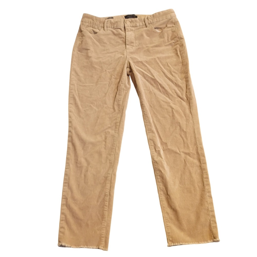Talbots Corduroy Slim Ankle Pants Womens 8 Tan Frawed Hem Flawless Five-Pocket